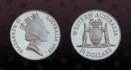 AUSTRALIA 10 Dollars AUSTRALIA, KM# 137 , Silver, 10 Dollars , 1990, Proof, Western Australia. Coin in excellent condition! -