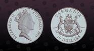 AUSTRALIA 10 Dollars AUSTRALIA, KM# 153 , Silver, 10 Dollars , 1991, Proof, Tasmania. Coin in excellent condition! -