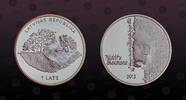 LATVIA 1 Lats LATVIA, KM# 137 , Silver, 1 Lats, 2013, Proof, Rudolfs Blaumanis. Coin housed in Original Mint capsule! Coin in excellent condit -