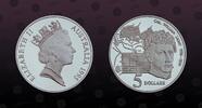 AUSTRALIA 5 Dollars AUSTRALIA, KM# 306 , Silver, 5 Dollars , 1995, Proof, Col. William Light. Coin in excellent condition! -