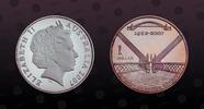 AUSTRALIA 1 Dollar AUSTRALIA, KM# 1016 , Silver, 1 Dollar , 2007, Proof, Sydney Harbour Bridge. Coin housed in Original Mint Capsule! Coin in excel -