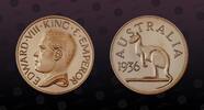AUSTRALIA 1 Crown AUSTRALIA, X# M1 , Gilt Bronze, 1 Crown, 1936 Dated, Proof, Obv. King Edward VIII - bust left. Rev. Kangaroo standing left. Coin -