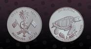 MALDIVES 250 Rufiyaa MALDIVES, KM# 86 , Silver, 250 Rufiyaa, AH1414-1994, Proof, Endangered Wildlife - Sea turtle. Coin housed in Original Mint capsu -