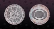AUSTRIA 50 Shilling AUSTRIA, KM# 2922 , Silver, 50 Shilling , 1974, Proof, 50th Anniversary - Austrian Broadcasting. Coin in excellent condition! -