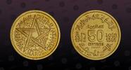 MOROCCO 50 Centimes MOROCCO, KM PEA1 , Aluminum-Bronze, 50 Centimes, AH1361-1942, Specimen, Very rare Piefort with Essai coin! Double Thickness. Onl -