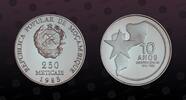 MOZAMBIQUE 250 Meticais MOZAMBIQUE, KM# 107 , Silver, 250 Meticais, 1985, Proof, 10th Anniversary of Independence. Very rare silver proof coin! Seldom s -