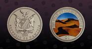 NAMIBIA 1 Dollar NAMIBIA , KM# 6 , Copper-Nickel, 1 Dollar, 1995, Proof, 5th Anniversary of Independence. Multilored dunes. Coin in excellent con -