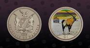 NAMIBIA 1 Dollar NAMIBIA , KM# 7 , Copper-Nickel, 1 Dollar, 1995, Proof, Miss Universe - Multicolored Gembok. Coin in excellent condition! -