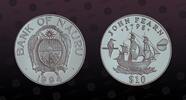 NAURU ISLAND 10 Dollars NAURU ISLAND , KM# 7 , Silver, 10 Dollars, 1994, Proof, John Fearn - Sailing ship. Coin in excellent condition! -