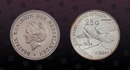 NETHERLANDS ANTILLES 25 Gulden NETHERLANDS ANTILLES , KM# 40 , Silver, 25 Gulden, 1994, Proof, First Amsterdam to Curacao flight in 1934. Coin in excellent con -