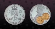 NETHERLANDS ANTILLES 10 Gulden NETHERLANDS ANTILLES , KM# 52 , Silver, 10 Gulden, 2001, Proof, Gold Trade Coins: Cosimo Ilvecchio (1389-1464). With gold insert -