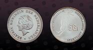 NETHERLANDS ANTILLES 5 Gulden NETHERLANDS ANTILLES , KM# 76 , Silver, 5 Gulden, 2005, Proof, Queen's Silver Jubilee - Child art. Coin housed in Original Mint -