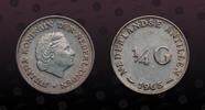 NETHERLANDS ANTILLES 1/4 Gulden NETHERLANDS ANTILLES , KM# 4 , Silver, 1/4 Gulden, 1965, Mint Strike, Queen Juliana. Nice silver coin! -