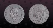 NEW CALEDONIA 50 Francs NEW CALEDONIA , KM P3 , Nickel, 50 Francs, 1967, Proof, Scarce Piefort coin! Double Thickness. Only 500 pieces struck! Highly po -