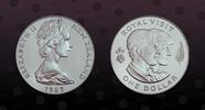 NEW ZEALAND 1 Dollar NEW ZEALAND , KM# 52a , Silver, 1 Dollar, 1983, Proof, Prince Charles and Lady Diana. Coin in excellent condition! -