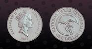 NEW ZEALAND 1 Dollar NEW ZEALAND , KM# 65a , Silver, 1 Dollar, 1987, Proof, National Parks Centennial. Coin in excellent condition! -