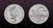 NEW ZEALAND 5 Dollars NEW ZEALAND , KM# 89 , Silver, 5 Dollars, 1993, Proof, Endangered Wildlife - Hooker Sea Lion. Coin in excellent condition! -