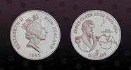 NEW ZEALAND 5 Dollars NEW ZEALAND , KM# 92 , Silver, 5 Dollars, 1995, Proof, James Clark Ross. Coin housed in Original Mint capsule! Coin in excellent -