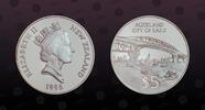 NEW ZEALAND 5 Dollars NEW ZEALAND , KM# 99a , Silver, 5 Dollars, 1996, Proof, Auckland - City of Sails. Coin housed in Original Mint capsule! Coin in -