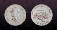 NEW ZEALAND 5 Dollars NEW ZEALAND , KM# 103a , Silver, 5 Dollars, 1997, Proof, Saddleback Bird. Coin in excellent condition! -