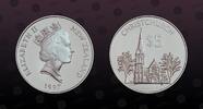 NEW ZEALAND 5 Dollars NEW ZEALAND , KM# 106a , Silver, 5 Dollars, 1997, Proof, City of Christchurch. Coin housed in Original Mint capsule! Coin in exc -