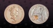 NEW ZEALAND 20 Dollars NEW ZEALAND , KM# 108 , Silver, 20 Dollars, 1997, Proof, Queens Golden Wedding Anniversary. Coin in excellent condition! -