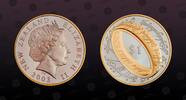 NEW ZEALAND 1 Dollar NEW ZEALAND , KM# 141a , Silver, 1 Dollar, 2003, Proof, Lord of the Rings - Gold Plated Ring and edge. Scarce and popular type! -