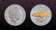 NEW ZEALAND 5 Dollars NEW ZEALAND , KM# 132a , Silver, 5 Dollars, 2003, Proof, Giant Kokopu Fish. Coin housed in Original Mint capsule! Coin in excell -