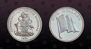 BAHAMAS 5 Dollars BAHAMAS, KM# 67a , Silver, 5 Dollars , 1974, Proof, National Flag. Coin in excellent condition! -