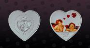 PALAU 5 Dollars PALAU, KM# 182 , Silver, 5 Dollars, 2009, Proof, Heart shape, lettering Missing You. Colored with Swarovski crystal. Coin hou -