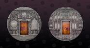 PALAU 10 Dollars PALAU, KM# 220 , Silver, 10 Dollars, 2009, Mint Strike - Antique Finish, MINERAL ART - Amber Chamber. With a real piece of Amber -