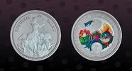 PALAU 5 Dollars PALAU, KM# 15 , Silver, 5 Dollars, 1995, Proof, U.N. - 50 Years. Multicolored. Coin housed in Original Mint capsule! Coin in exc -