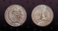 PERU 400 Soles PERU, KM# 270 , Silver, 400 Soles , 1976, Mint Strike, 150th Anniversary - Battle of Ayacucho. Coin in excellent condition! -