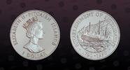 1990 PITCAIRN ISLANDS , KM# 7a , Silver, 1 Dollar, 1990, Proof, Establishment of Settlement, 1790-1990. Rev. Ship in flames. Coin hou