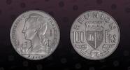 REUNION 100 Francs REUNION , KM E10 , Nickel, 100 Francs, 1964(a), Specimen, Essai. NGC grade these types as Mint Strikes but PCGS as Specimens! -
