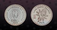 RWANDA 500 Francs RWANDA, KM# 30 , Silver, 500 Francs, 2002, Proof, European Union symbol. Very rare silver proof coin! Only 500 pieces minted! H -