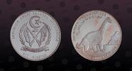 SAHARAWI ARAB DEMOCRATIC REPUBLIC 500 Pesetas SAHARAWI ARAB DEMOCRATIC REPUBLIC , KM# 27 , Silver, 500 Pesetas, 1994, Proof, Prehistoric Animals - Camarasaurus. Coin in excel -
