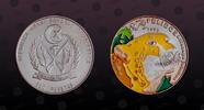 SAHARAWI ARAB DEMOCRATIC REPUBLIC 500 Pesetas SAHARAWI ARAB DEMOCRATIC REPUBLIC , KM# 29 , Silver, 500 Pesetas, 1996, Proof, Multicolor Cheetah. Scarce and very popular type. -