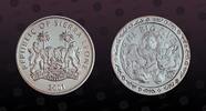 SIERRA LEONE 10 Dollars SIERRA LEONE , KM# 238 , Silver, 10 Dollars, 2001, Proof , The Big Five - Leopard, Elephant, Lion, Rhinos and Buffalo heads. Coi -