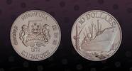 SINGAPORE, KM# 15 , Silver, 10 Dollars , 1976sm, Proof, 10th Anniversary of Independence. Coin housed in Original Mint capsule!