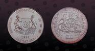 10 Dollars 1998 SINGAPORE SINGAPORE, KM# 165 , Silver, 10 Dollars, 1998, Proof, Year of the Tiger. Coin in excellent condition! 