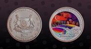 SINGAPORE 2 Dollars SINGAPORE, KM# 193a , Silver, 2 Dollars , 2007, Proof, 42 Years of Independence. Coin in excellent condition! -