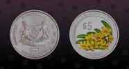 SINGAPORE, KM# 275 , Silver, 5 Dollars , 2007, Proof, Orchids - Dendrobium Singa Mas. Colored. Coin in excellent condition!
