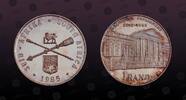 SOUTH AFRICA 1 Rand SOUTH AFRICA , KM# 116 , Silver, 1 Rand, 1985, Proof, Parliament building. Coin housed in Original Mint Capsule! Toned! Coin in -