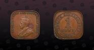 STRAITS SETTLEMENTS, KM# 32 , Bronze, 1 Cent, 1920, Mint Strike, King George V. Shape: Square. Nice coin!