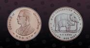 THAILAND, Y# 399 , Silver, 200 Baht , BE2541-1998 , Proof, World Wildlife Fund - Two elephants. Nice coin in excellent condition