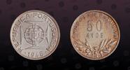 TIMOR 50 Avos TIMOR, KM# 7 , Silver, 50 Avos, 1948, Mint Strike, Nice toning on Reverse! High grade! Coin in excellent condition! -