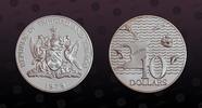 TRINIDAD & TOBAGO , KM# 36a , Silver, 10 dollars, 1979, Proof, Rev. Map. Coin in excellent condition!