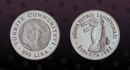 TURKEY 500 Lira TURKEY, KM# 953 , Silver, 500 Lira, 1982, Proof, World Champioship Soccer - Madrid. Coin in excellent condition! -