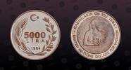 TURKEY 5000 Lira TURKEY, KM# 969 , Silver, 5000 Lira, 1984, Proof, Decade for Women. Coin in excellent condition! -